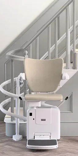 Curved Stairlift in clean, modern home.