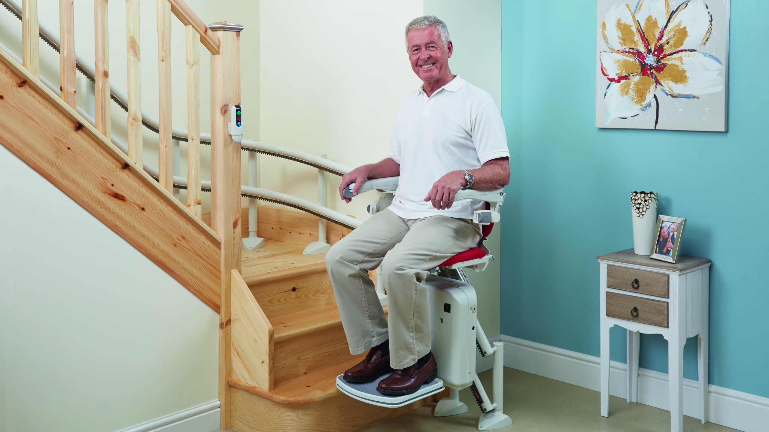 Cherry Red Handicare 2000 Curved Stairlift