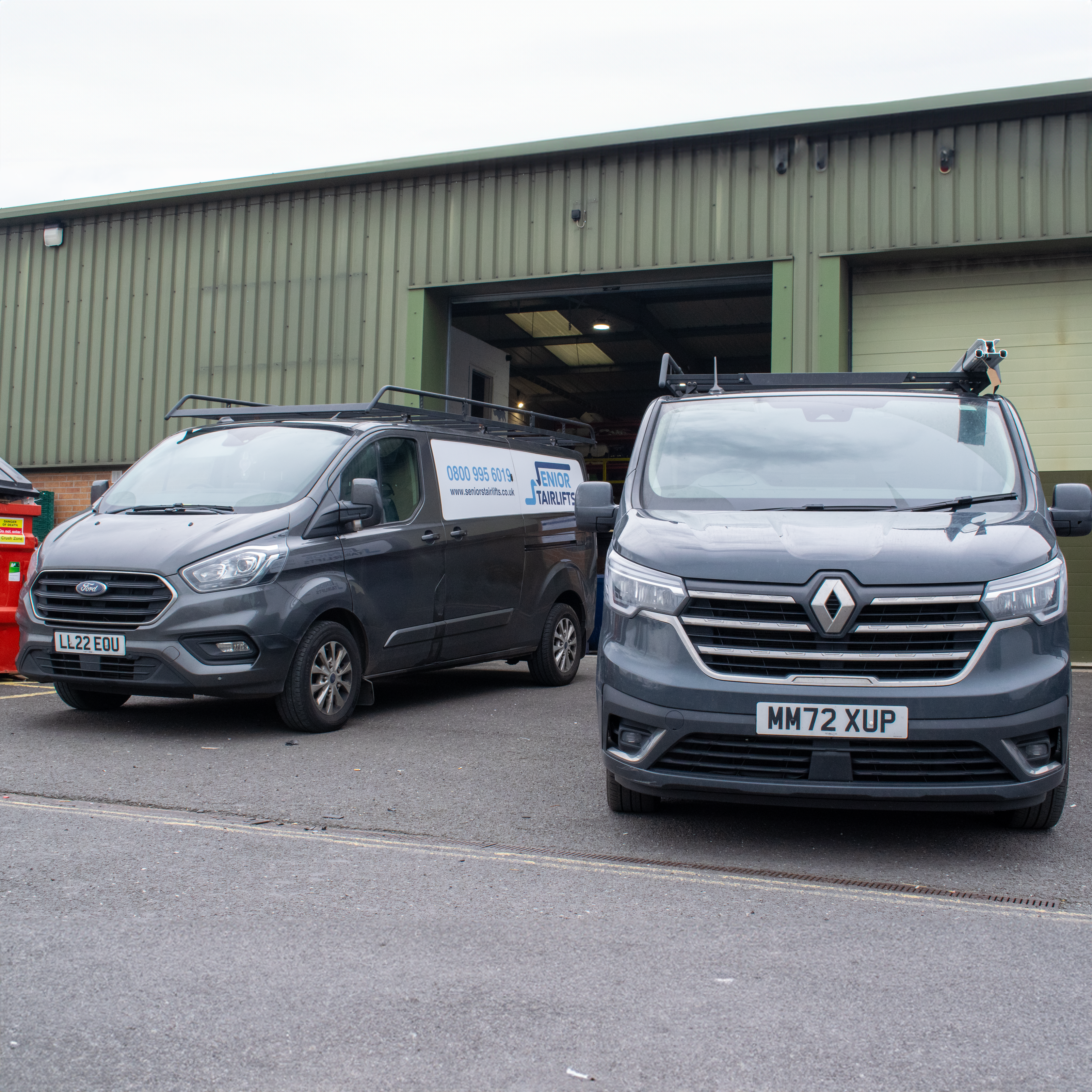 Senior Stairlift Vans getting ready to repair stair lifts