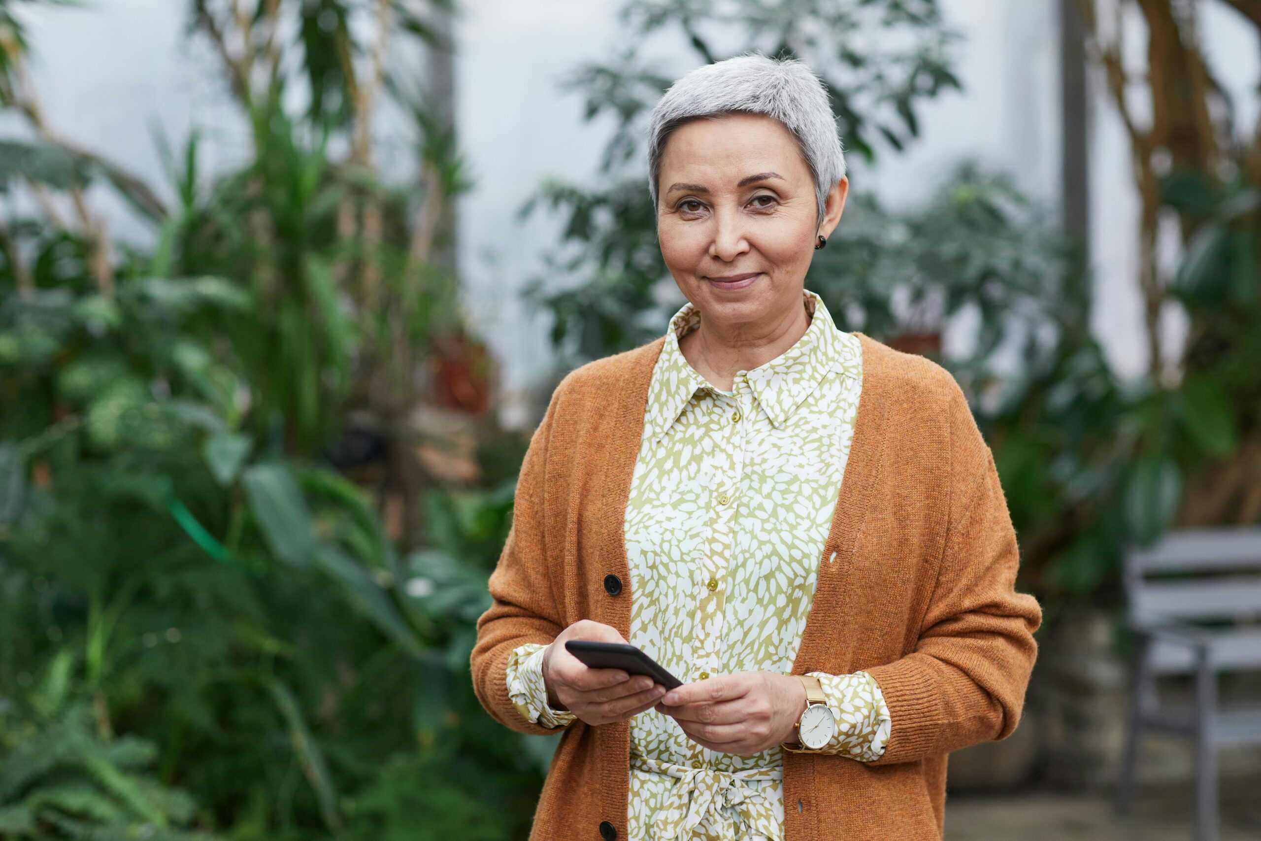 Older woman on her phone