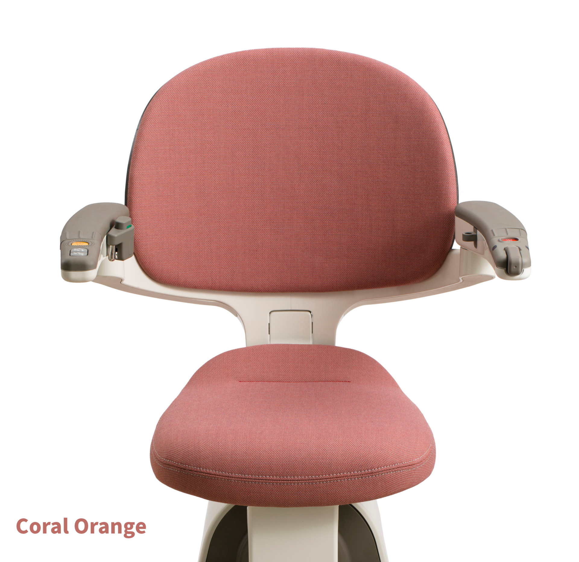 Flow X Stairlift with the Coral Orange seat colour